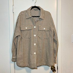 oversized houndstooth print jacket